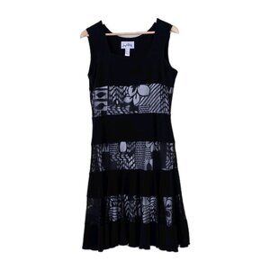 Joseph Ribkoff Dress US 12 Black White Lined Lace Panels Fairy Grunge Whimsigoth